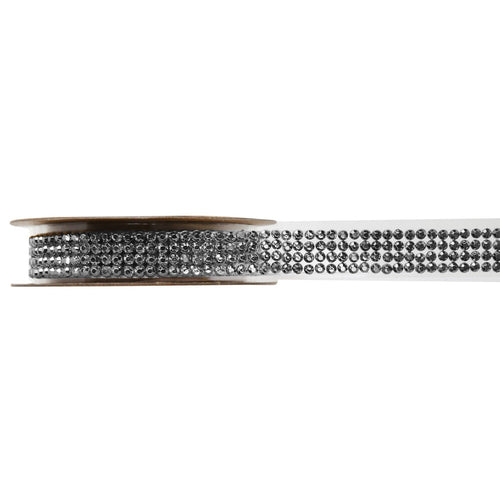 Ruban de strass autocollant argent, 15 mm, 1 m