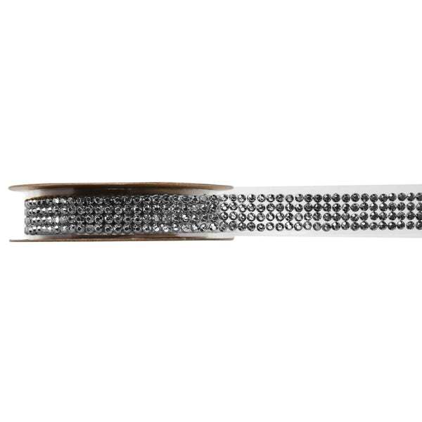 Ruban de strass autocollant argent, 15 mm, 1 m