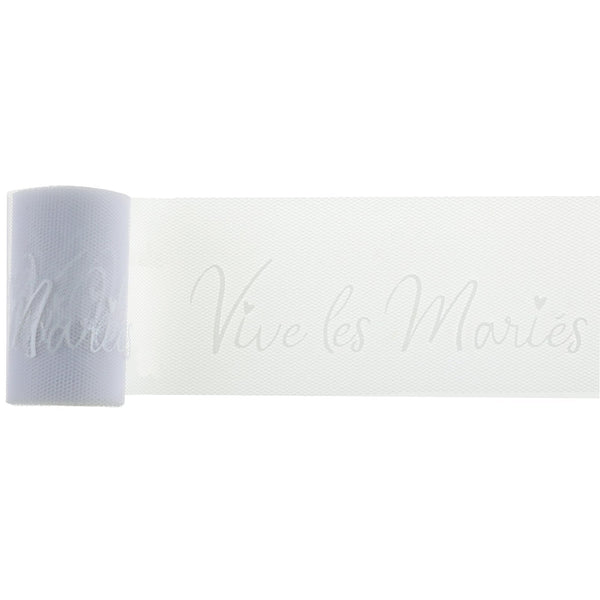 Ruban tulle Vive les Mariés, 8 cm, 10 m