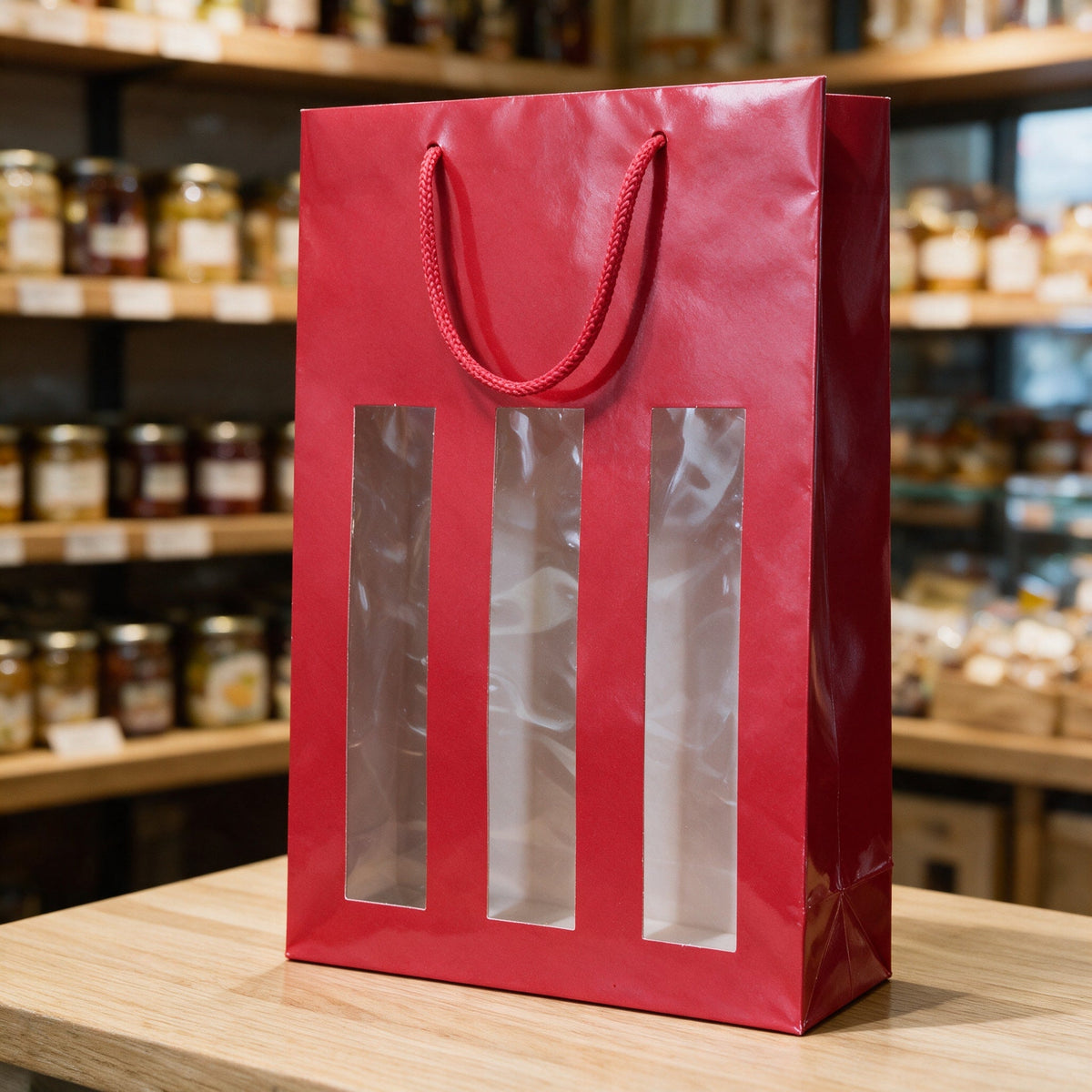 Sac 3 bouteilles à fenêtre, séparateur carton et carte