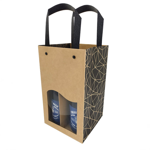 Sac 4 bières en kraft, à fenêtre