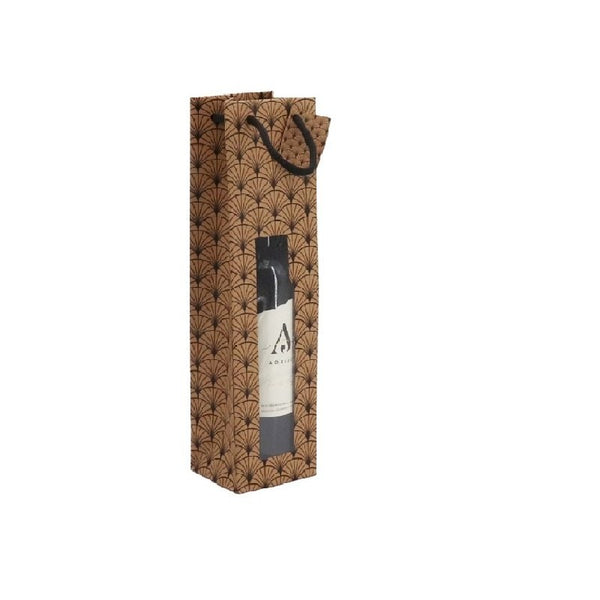 Sacs cadeaux kraft à fenêtre, motif éventails