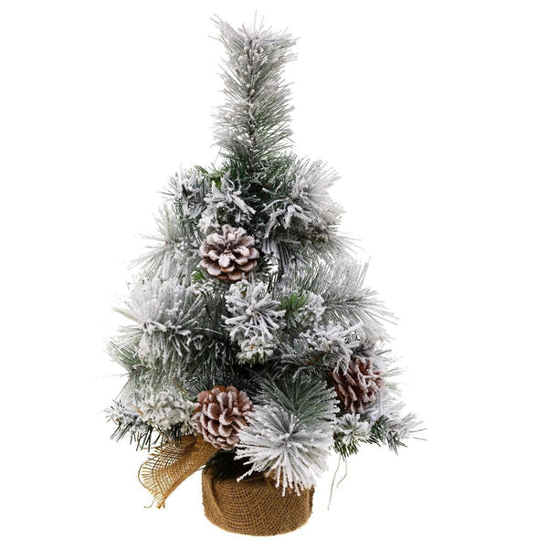 Sapin floqué en pot de jute, 50 cm