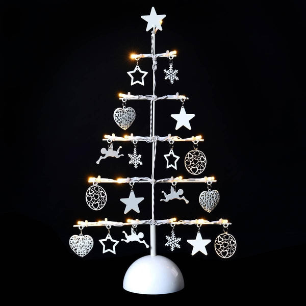 Sapin lumineux en métal blanc, 45 cm
