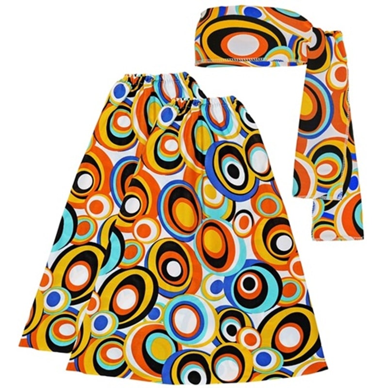 Set années 70 à bulles, bandeau et jambières
