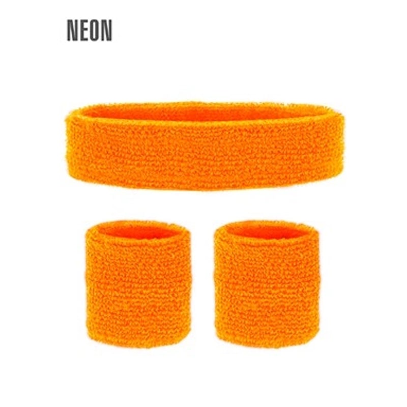 Set bandeau et poignets éponge néon — vue 2