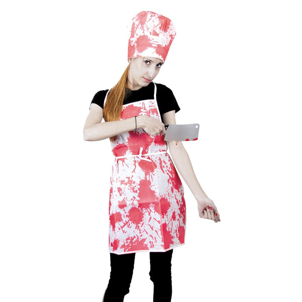 Set de cuisinier ensanglanté, tablier et toque