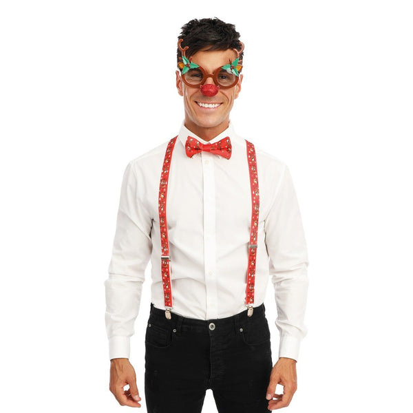 Set de Noël : bretelles, nœud papillon et lunettes de renne