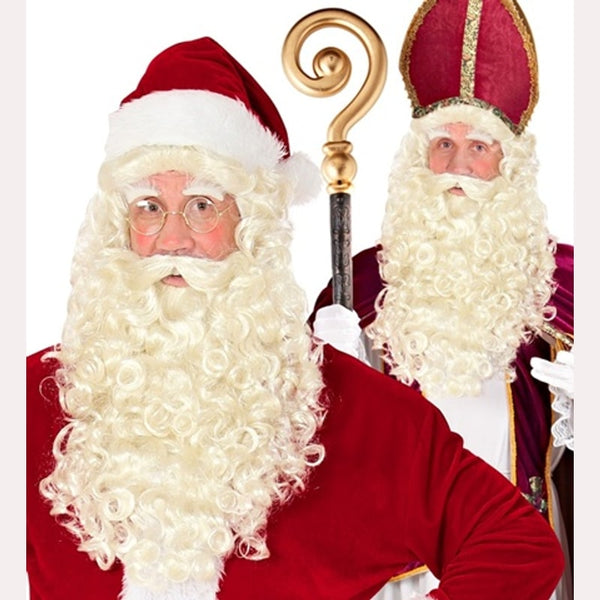 Set de Père Noël de luxe : perruque, barbe, moustache et sourcils