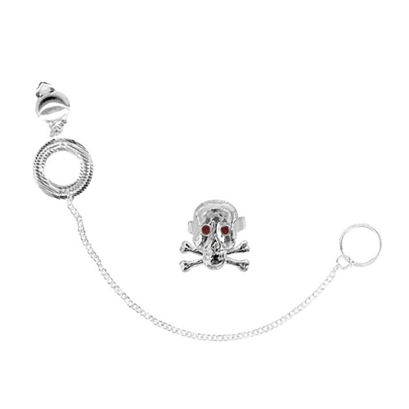 Set punk, bague tête de mort et chaîne de nez