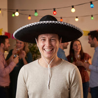 Sombrero mexicain en feutrine noire, 56 cm de diamètre