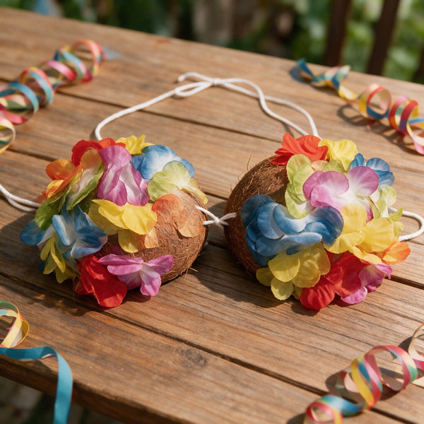 Soutien-gorge noix de coco à fleurs multicolores