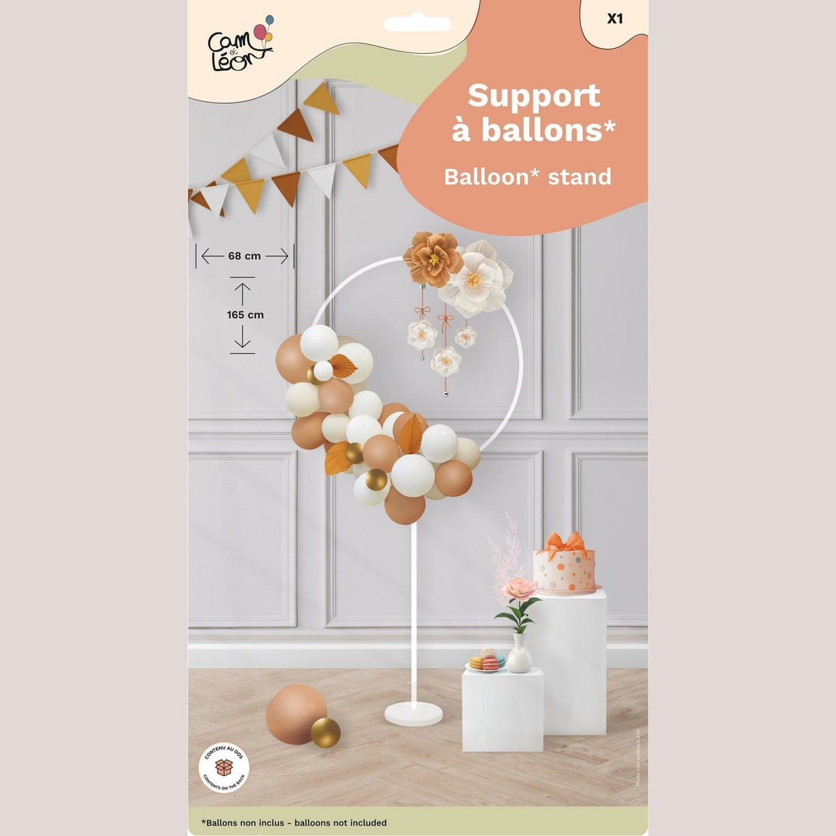 Support à ballons cercle avec pied, 165 cm — vue 2