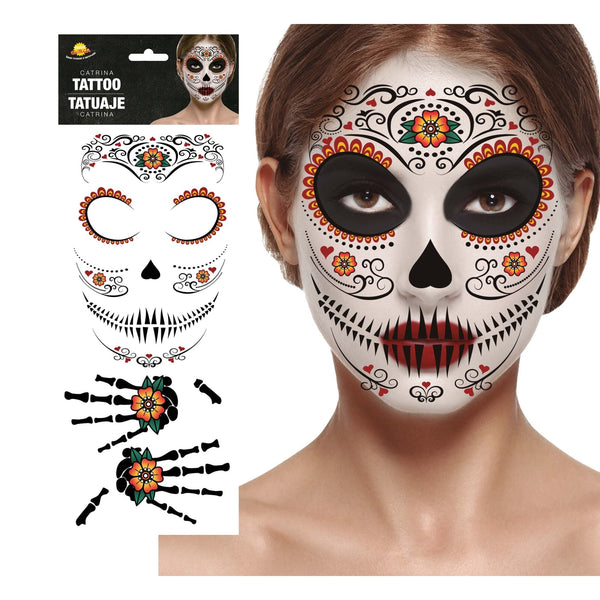 Tatouage visage Catrina, 30 x 14 cm