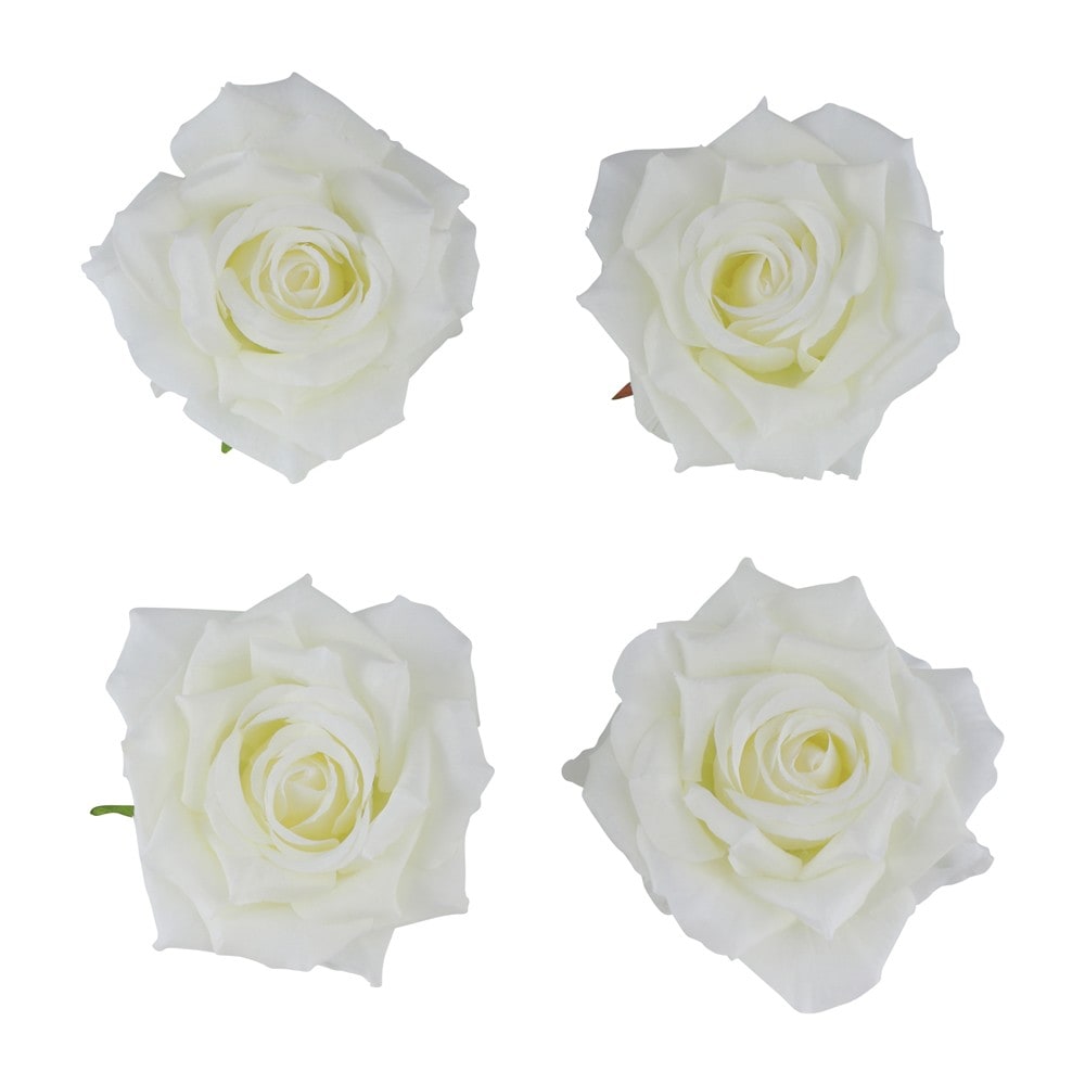 4 têtes de roses artificielles 9,5 cm