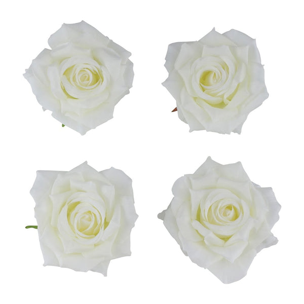 4 têtes de roses artificielles 9,5 cm