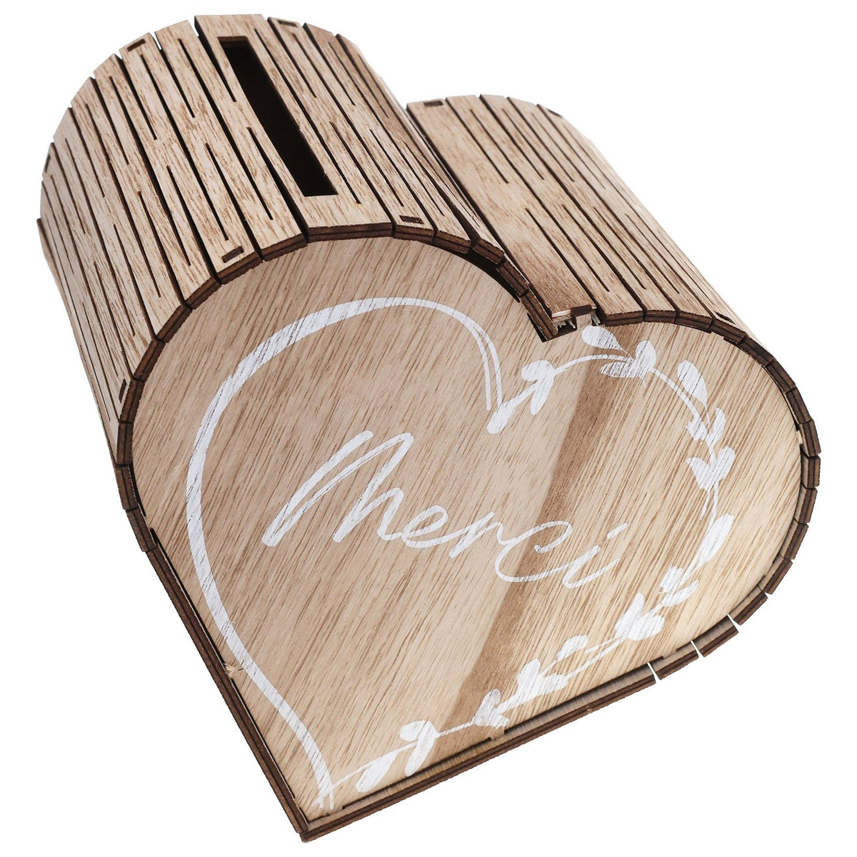 Tirelire cœur en bois Merci