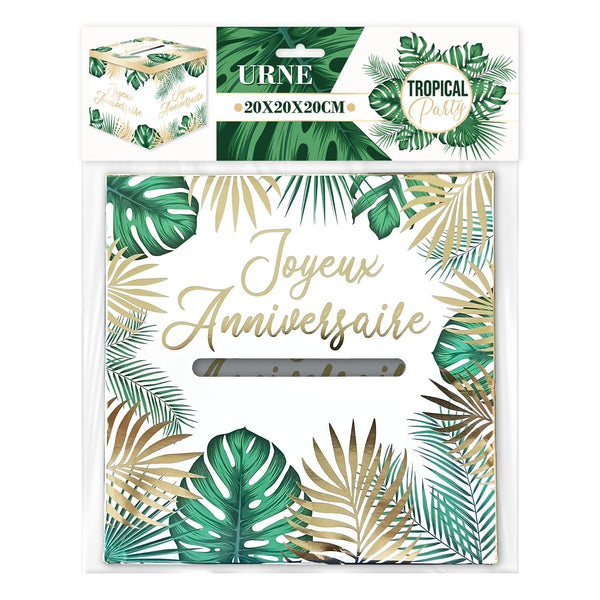 Urne Joyeux anniversaire tropicale